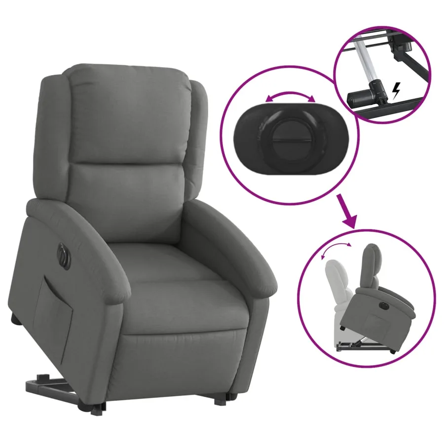 Fauteuil inclinable électrique gris foncé tissu - 11