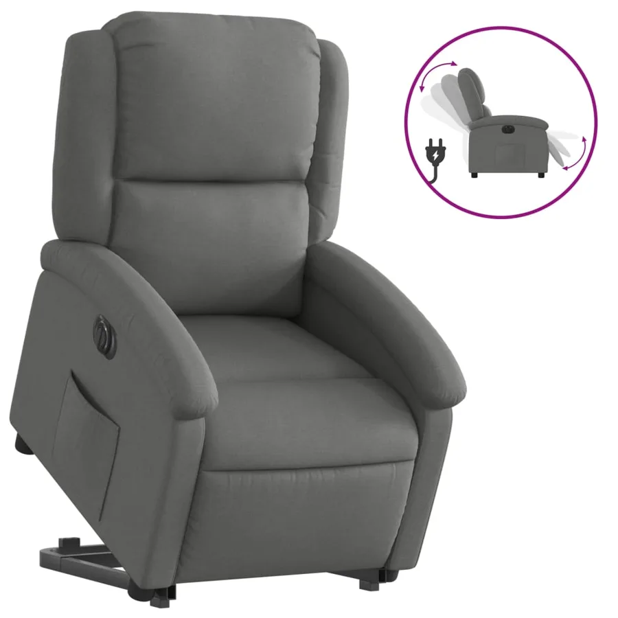 Fauteuil inclinable électrique gris foncé tissu - 2