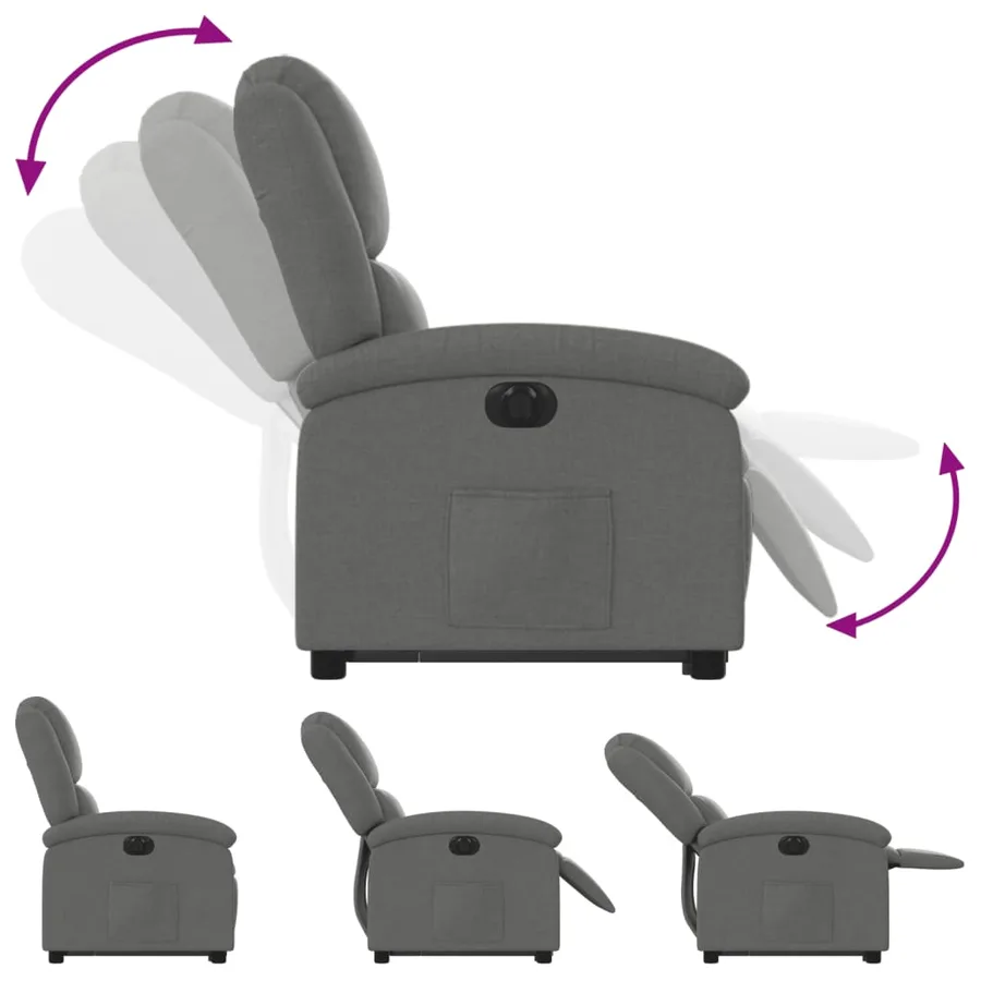 Fauteuil inclinable électrique gris foncé tissu - 7
