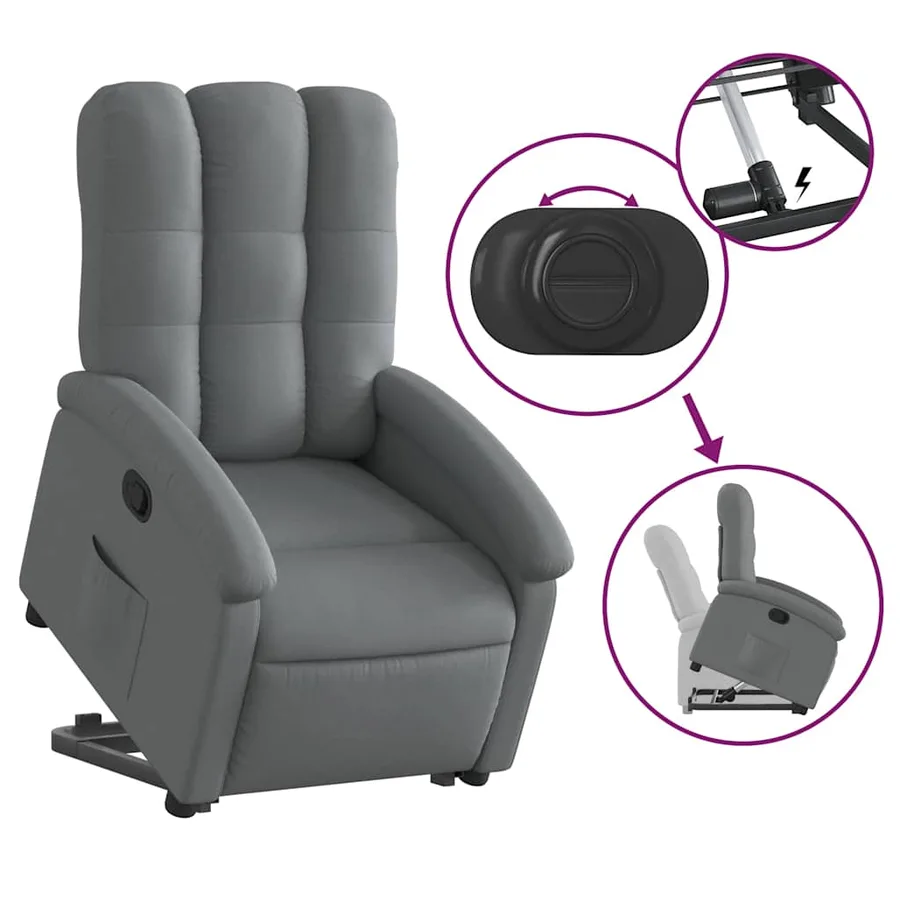 Fauteuil inclinable Gris foncé Tissu - 6