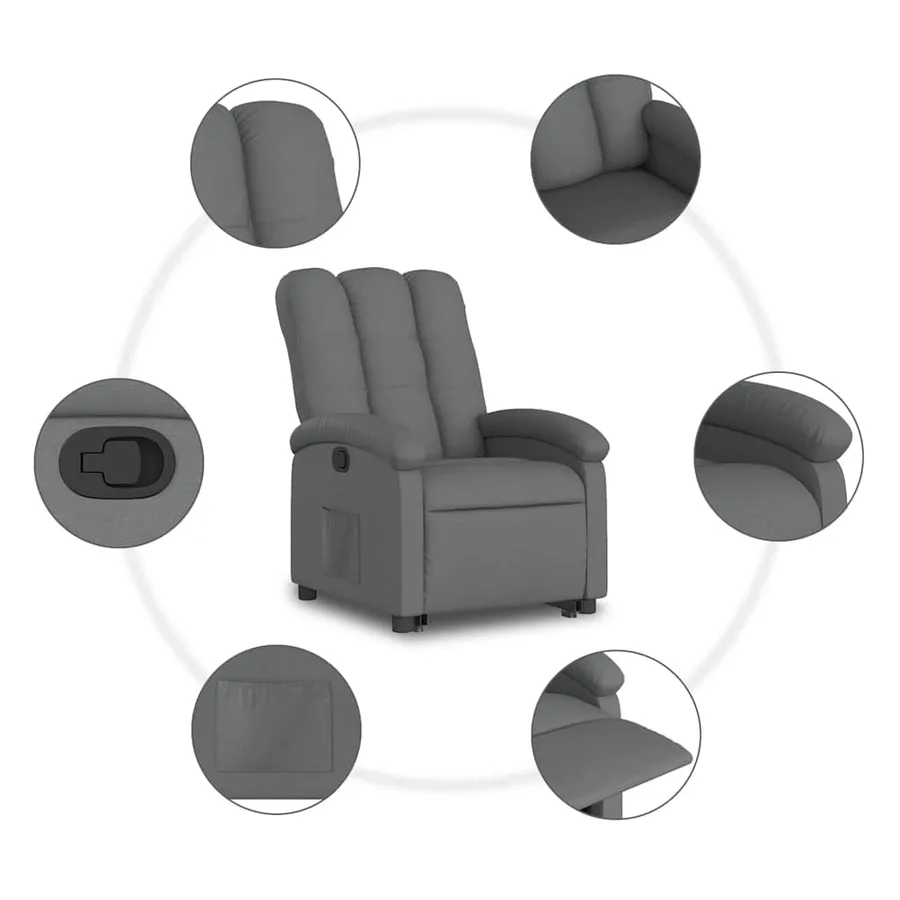 Fauteuil inclinable Gris foncé Tissu - 8