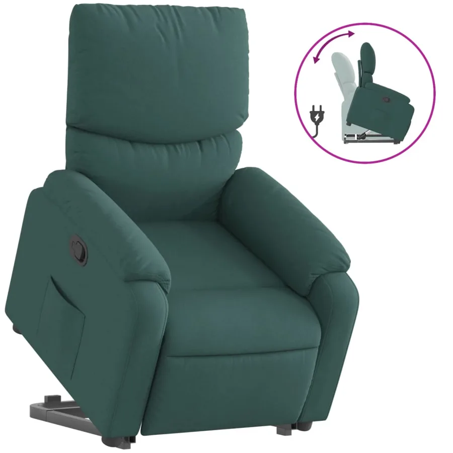 Fauteuil inclinable vert foncé tissu - 2