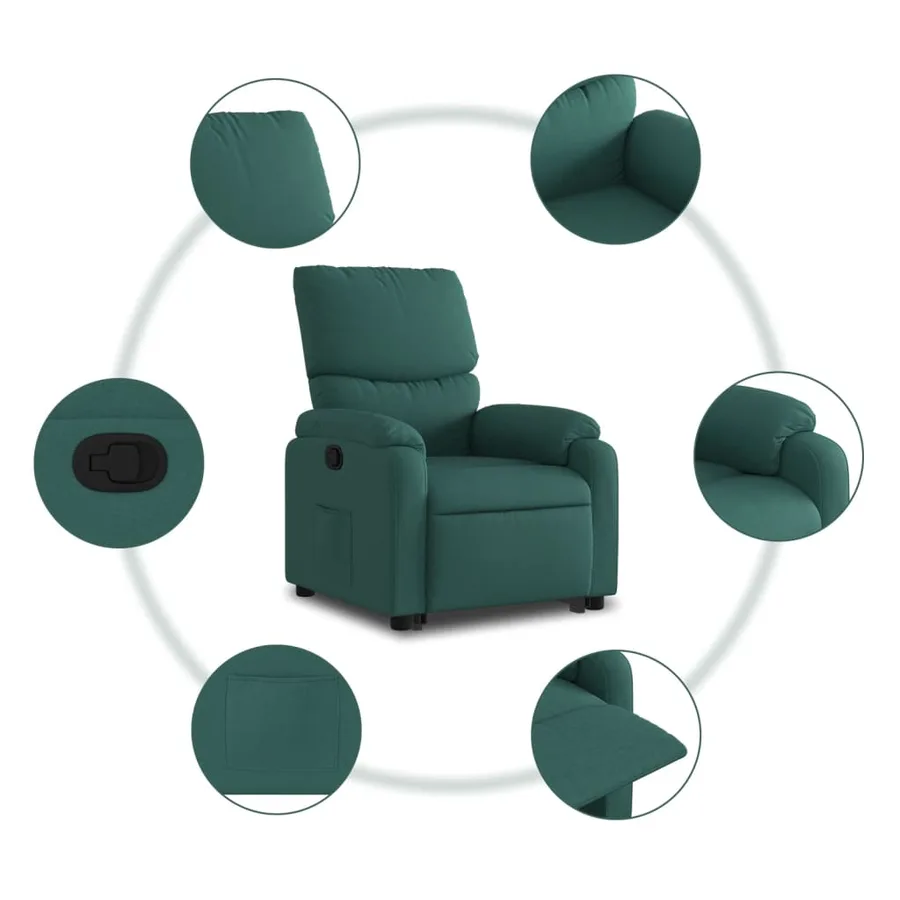 Fauteuil inclinable vert foncé tissu - 8