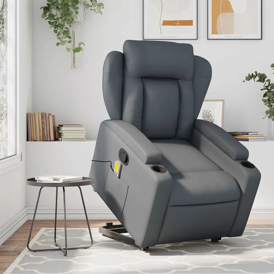 Fauteuil inclinable de massage Gris Similicuir - 16