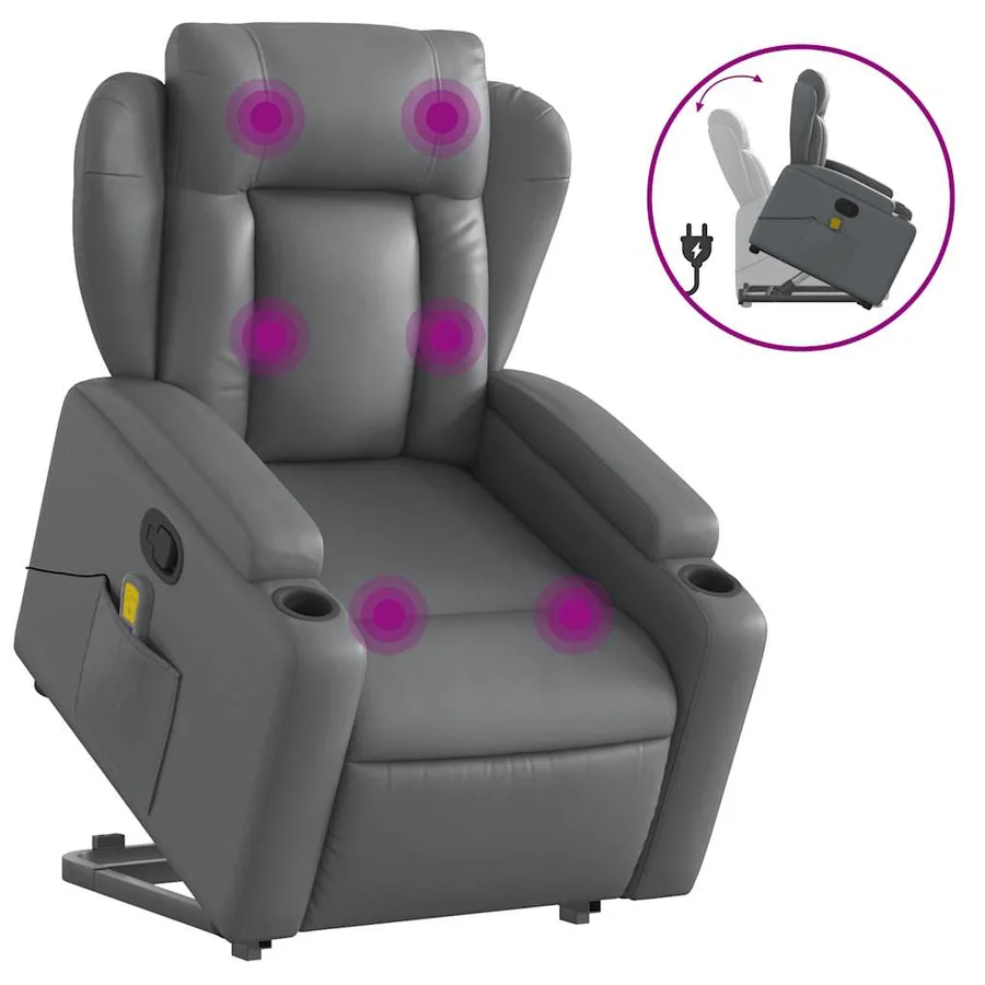 Fauteuil inclinable de massage Gris Similicuir - 2