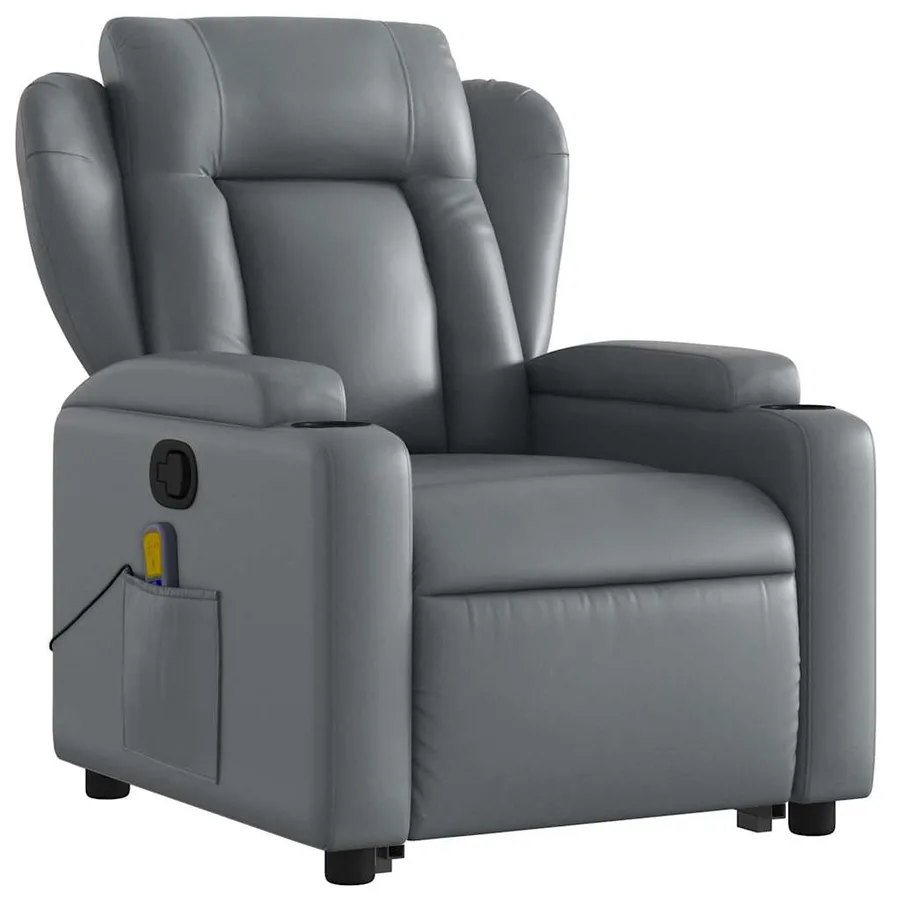 Fauteuil inclinable de massage Gris Similicuir - 4