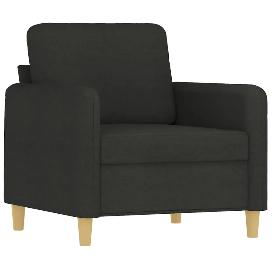 Ensemble de canapés 3 pcs avec coussins Noir Tissu - 3