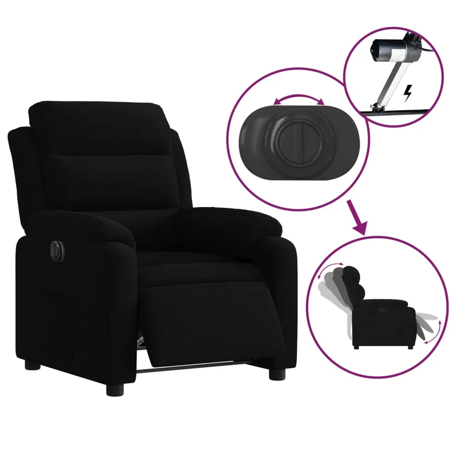 Fauteuil inclinable électrique noir velours - 5