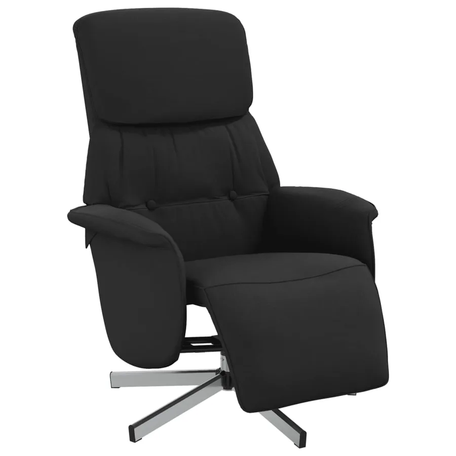 Fauteuil inclinable avec repose-pieds noir tissu - 2