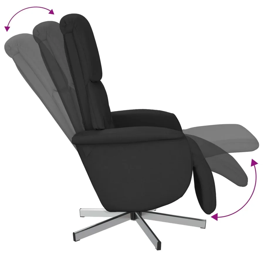 Fauteuil inclinable avec repose-pieds noir tissu - 6