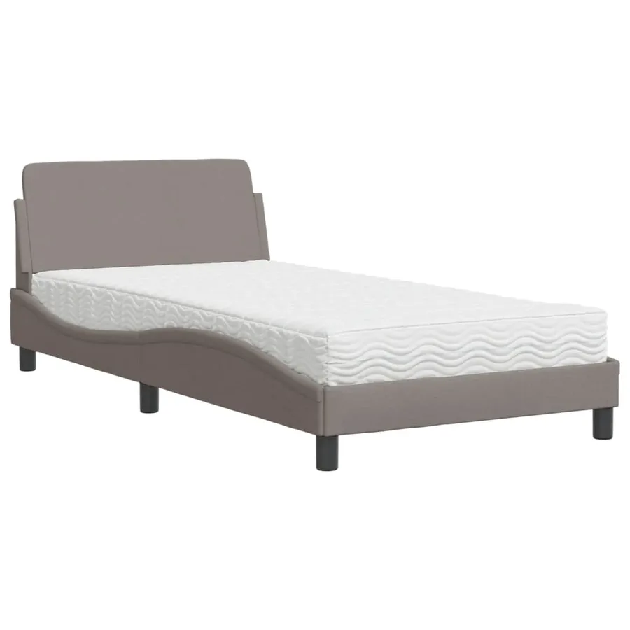Lit avec matelas Dover taupe 100x200 cm tissu - 2
