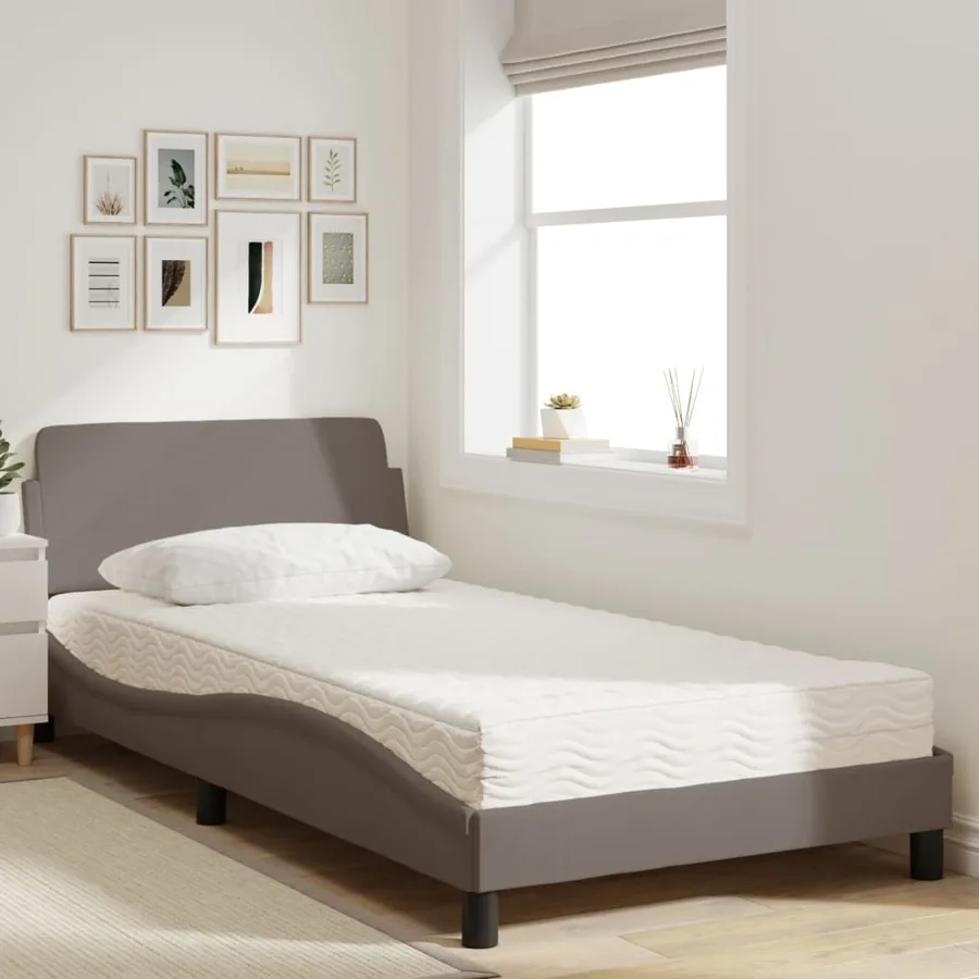 Lit avec matelas Dover taupe 100x200 cm tissu - 3