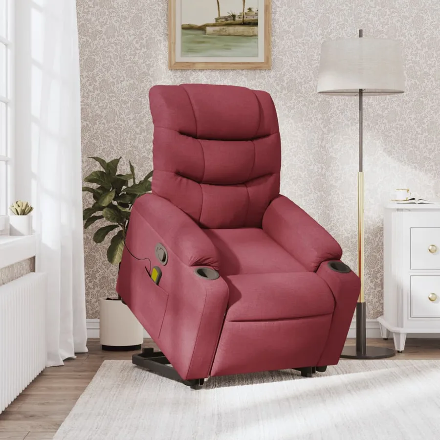 Fauteuil inclinable de massage Rouge bordeaux Tissu - 16