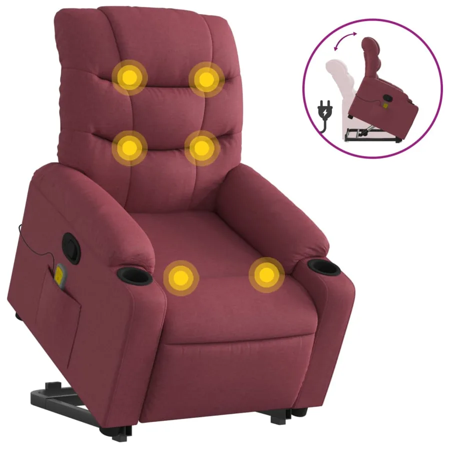 Fauteuil inclinable de massage Rouge bordeaux Tissu - 2