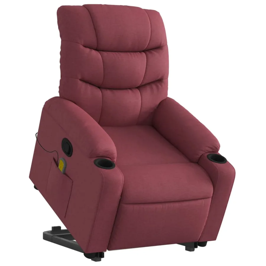 Fauteuil inclinable de massage Rouge bordeaux Tissu - 3