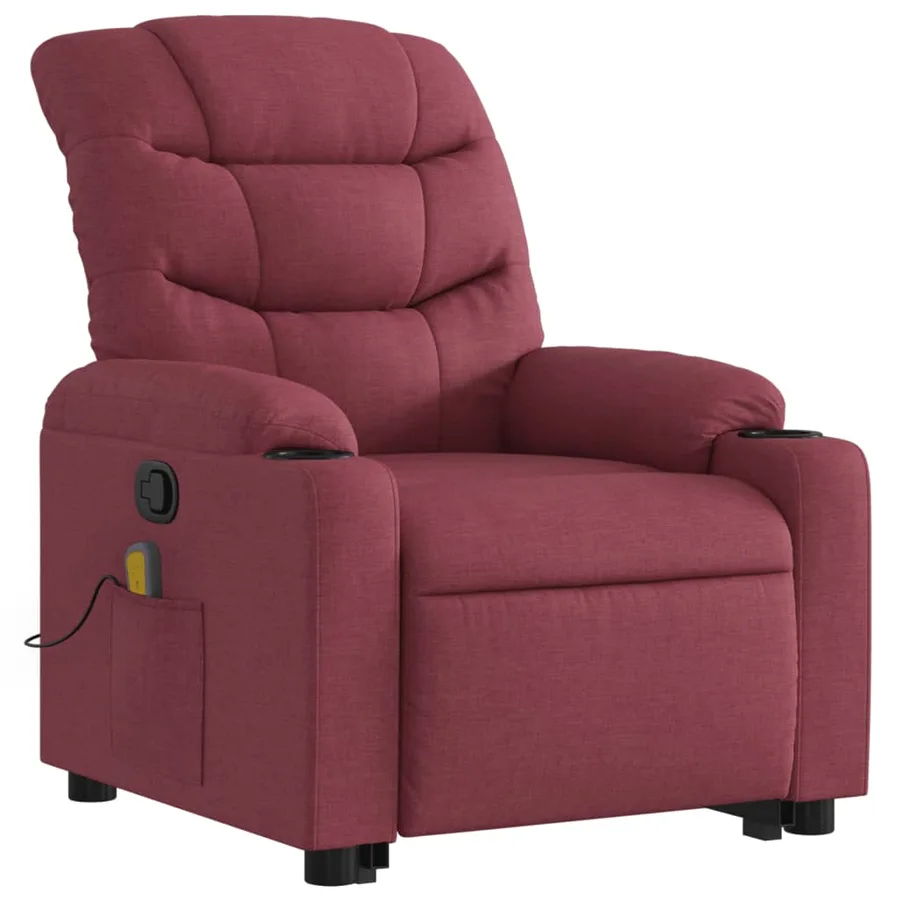 Fauteuil inclinable de massage Rouge bordeaux Tissu - 4