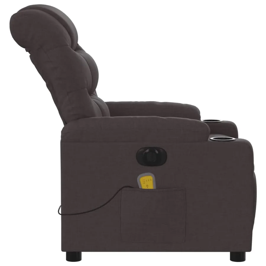Fauteuil de massage inclinable électrique Marron foncé Tissu - 10