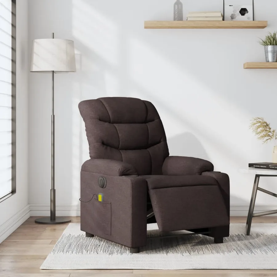Fauteuil de massage inclinable électrique Marron foncé Tissu - 16