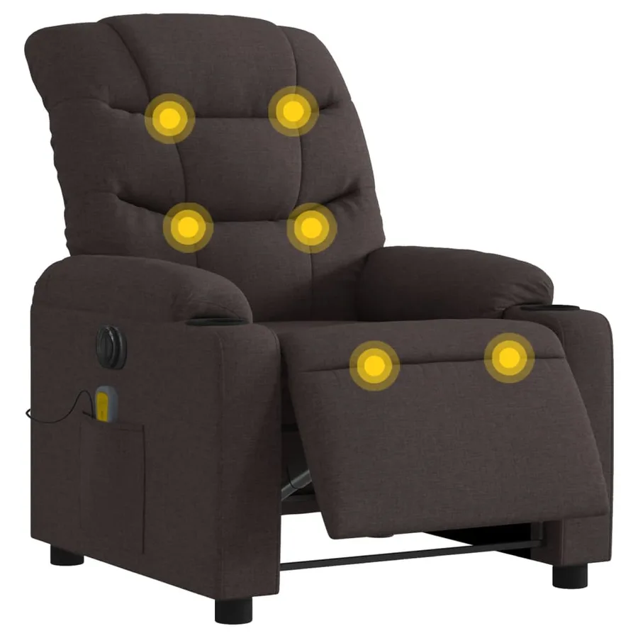 Fauteuil de massage inclinable électrique Marron foncé Tissu - 3