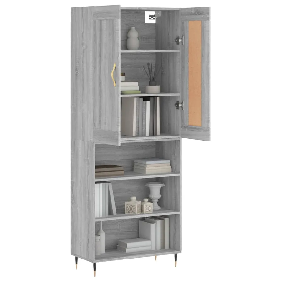 Buffet haut Sonoma gris 69,5x34x180 cm Bois d'ingénierie - 11