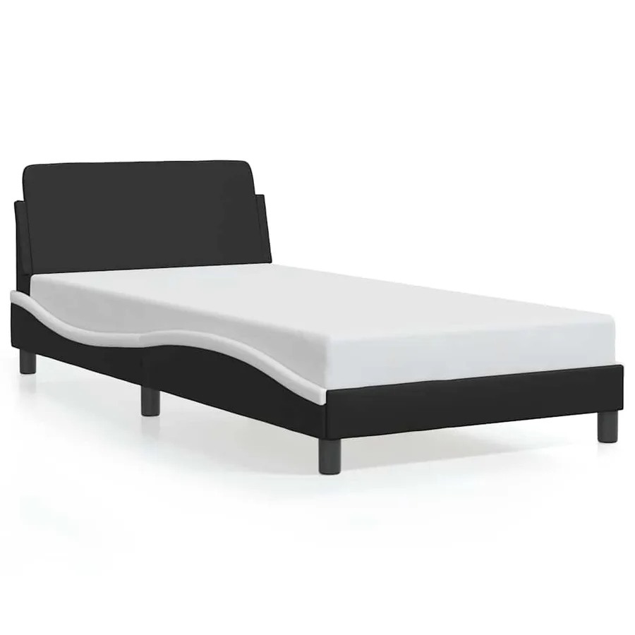 Cadre de lit Dover noir et blanc 100x200 cm similicuir - 2