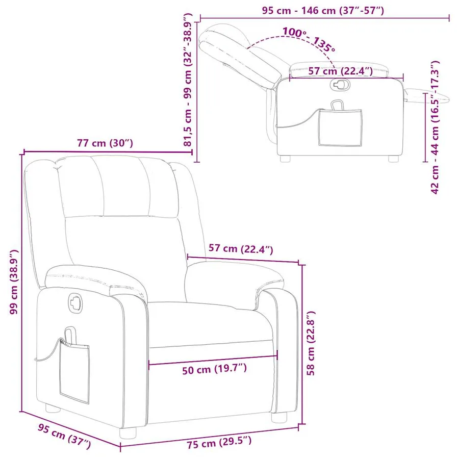 Fauteuil de massage inclinable Noir Similicuir - 13