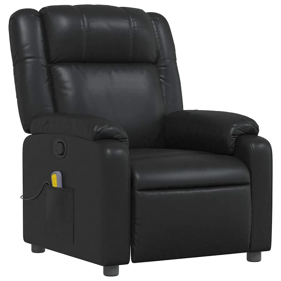Fauteuil de massage inclinable Noir Similicuir - 4