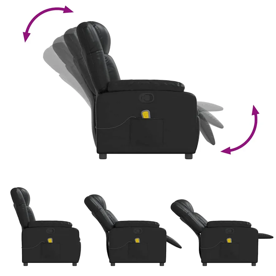 Fauteuil de massage inclinable Noir Similicuir - 6