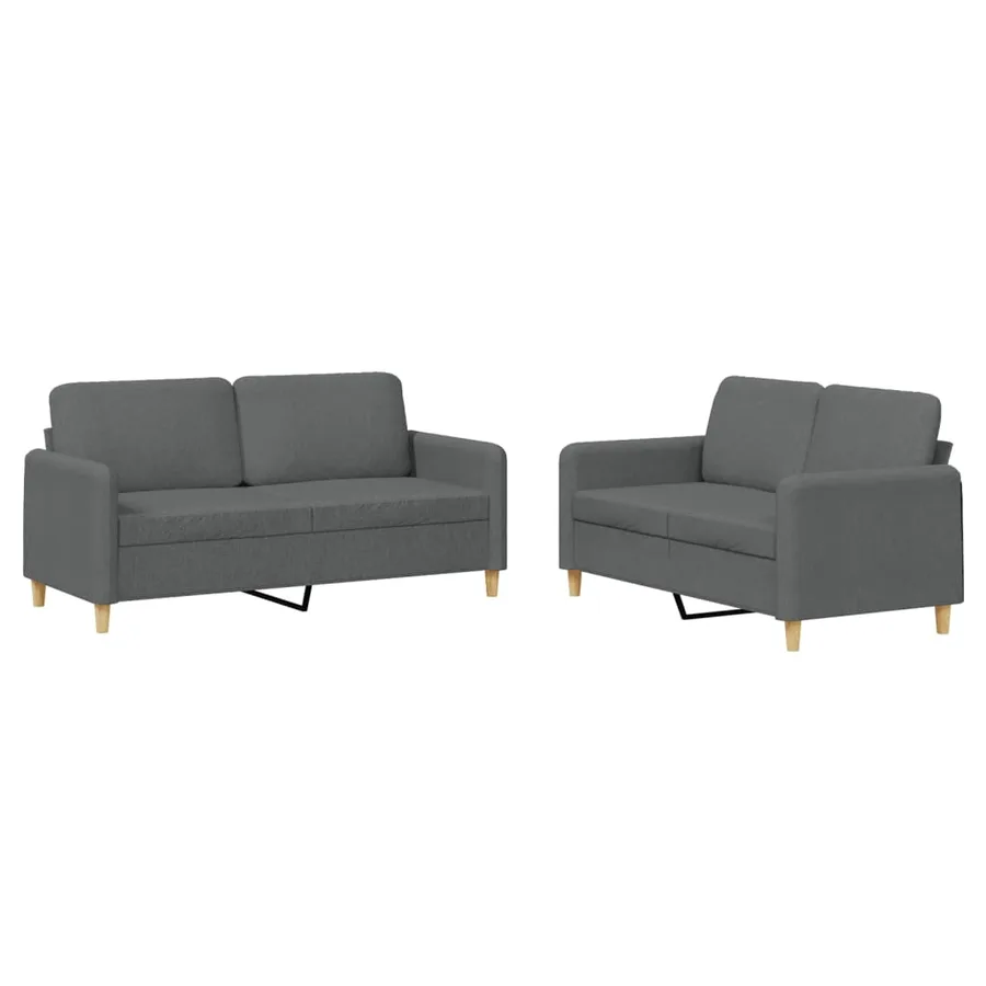 Ensemble de canapés 2 pcs avec coussins Gris foncé Tissu - 2