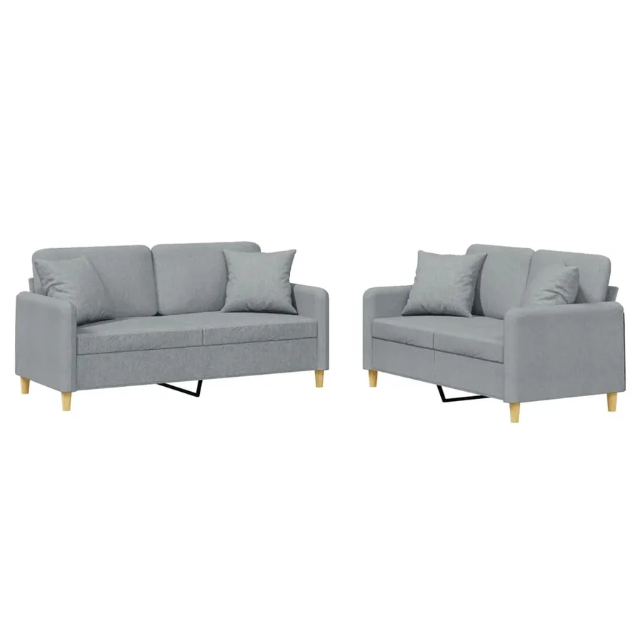Ensemble de canapés 2 pcs coussins gris clair tissu - 2
