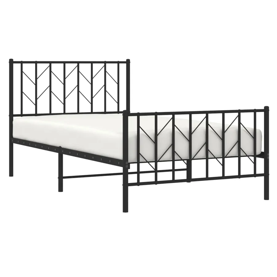 Cadre de lit métal sans matelas avec pied de lit noir 100x190cm - 3