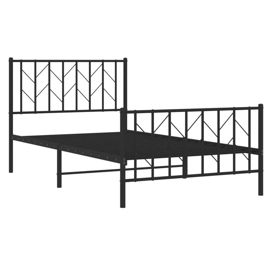 Cadre de lit métal sans matelas avec pied de lit noir 100x190cm - 4