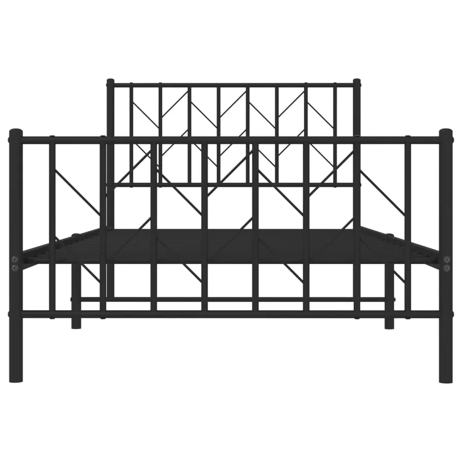 Cadre de lit métal sans matelas avec pied de lit noir 100x190cm - 5