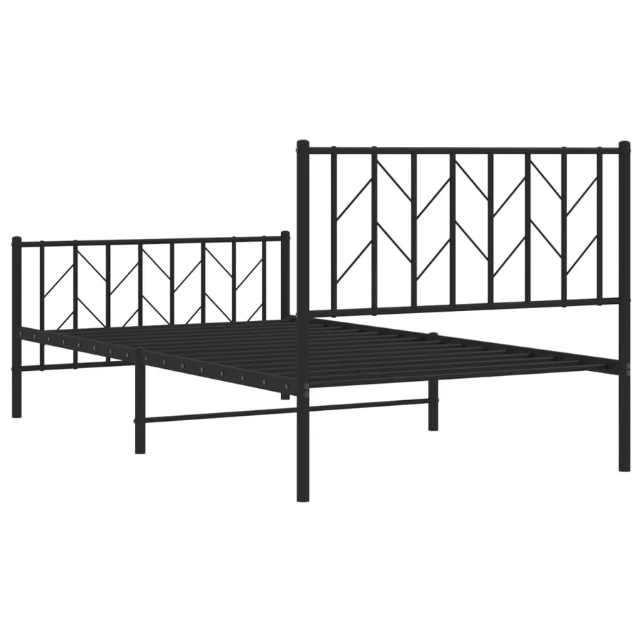 Cadre de lit métal sans matelas avec pied de lit noir 100x190cm - 7
