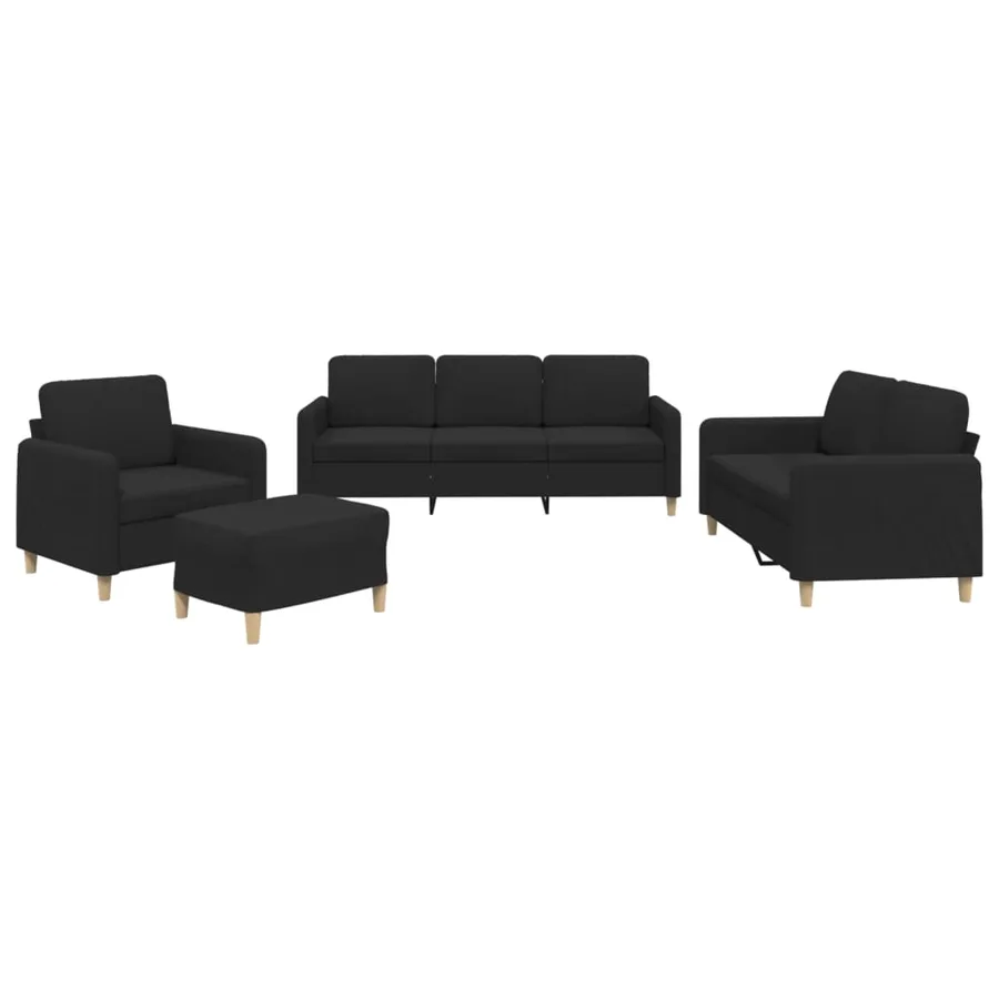 Ensemble de canapés 4 pcs avec coussins Noir Tissu - 2