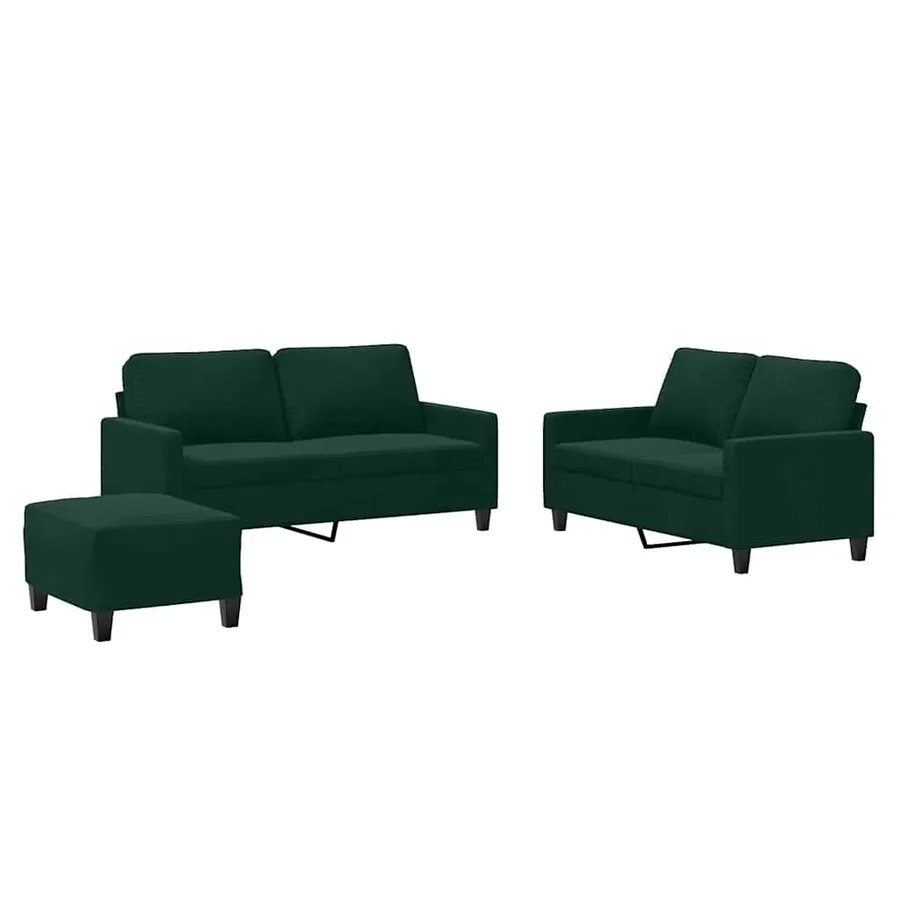 Ensemble de canapés 3 pcs avec coussins Vert foncé Velours - 2