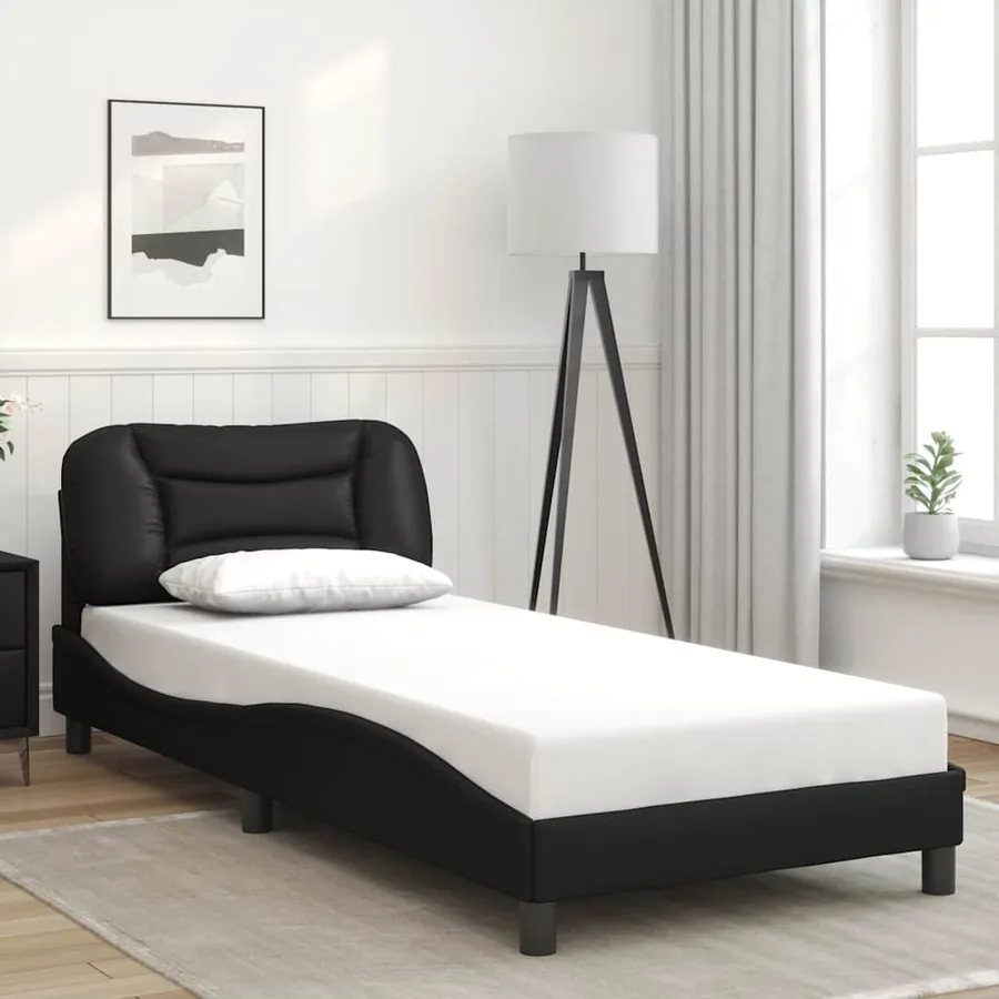 Cadre de lit sans matelas Hvar noir 90x200 cm similicuir