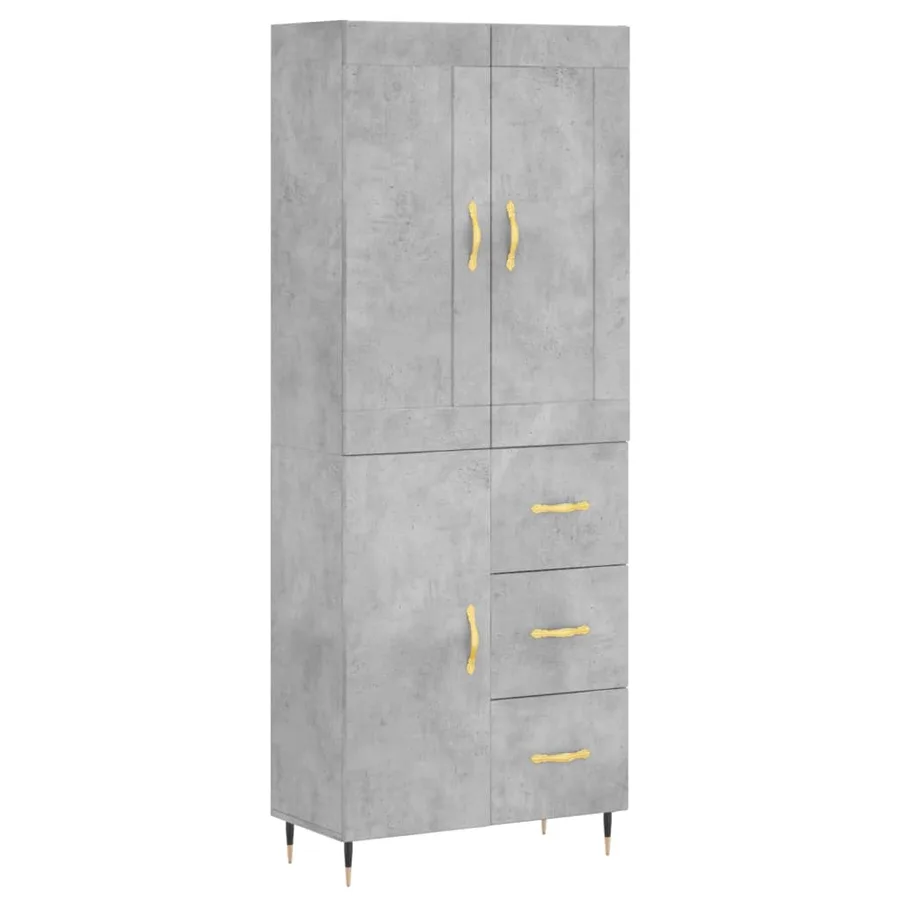 Buffet haut Gris béton 69,5x34x180 cm Bois d'ingénierie - 2