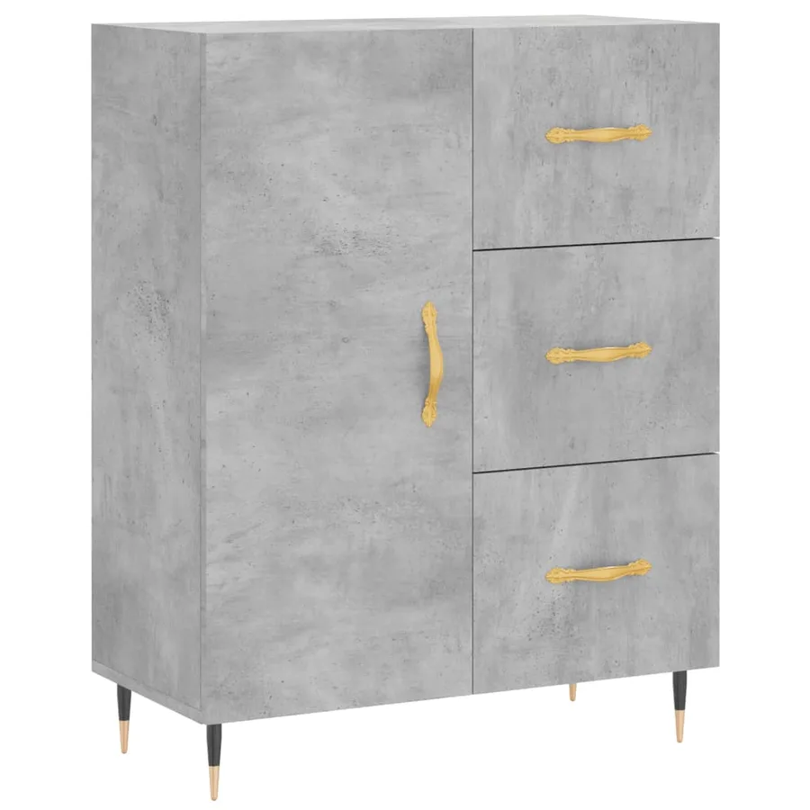 Buffet haut Gris béton 69,5x34x180 cm Bois d'ingénierie - 6