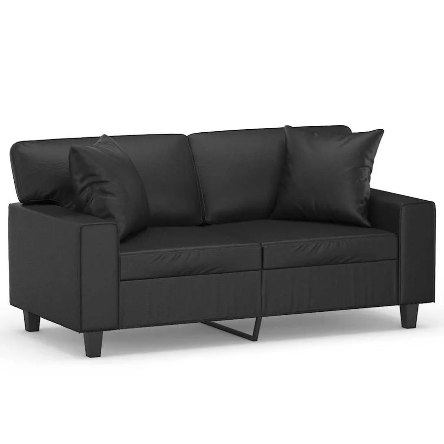 Canapé 2 places avec oreillers décoratifs noir 120cm similicuir - 2