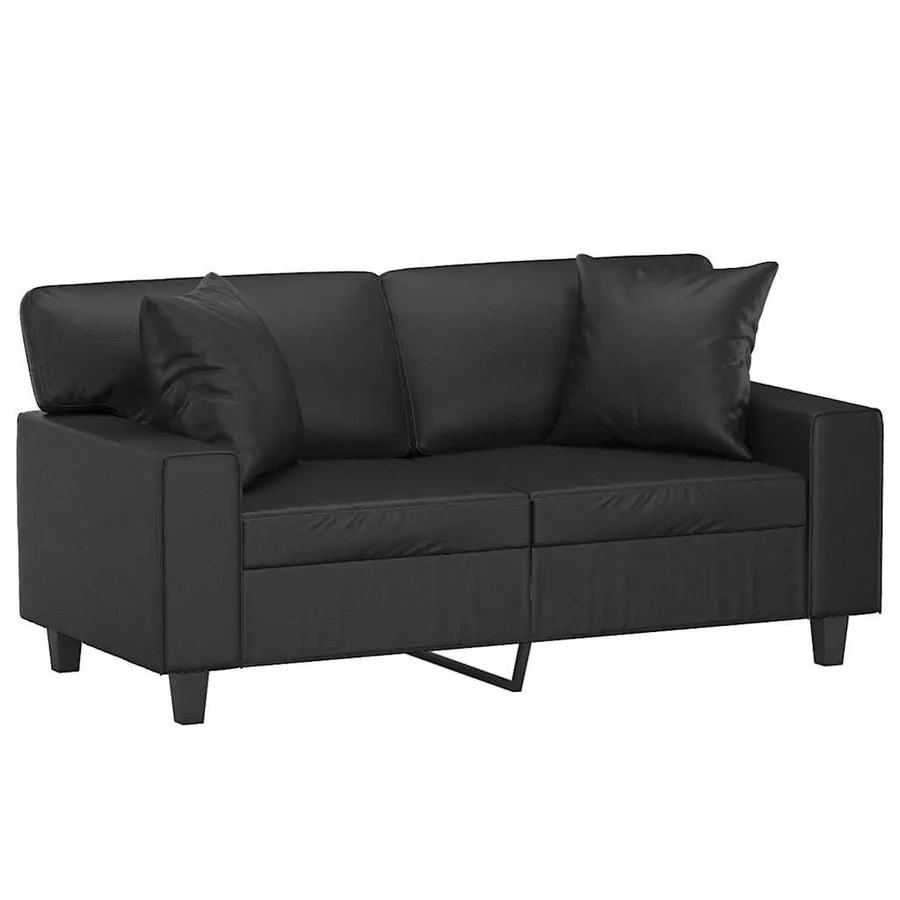 Canapé 2 places avec oreillers décoratifs noir 120cm similicuir - 3