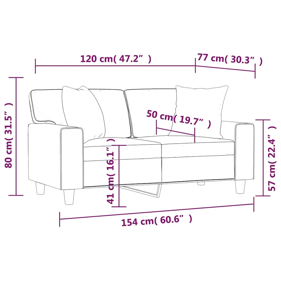 Canapé 2 places avec oreillers décoratifs noir 120cm similicuir - 8