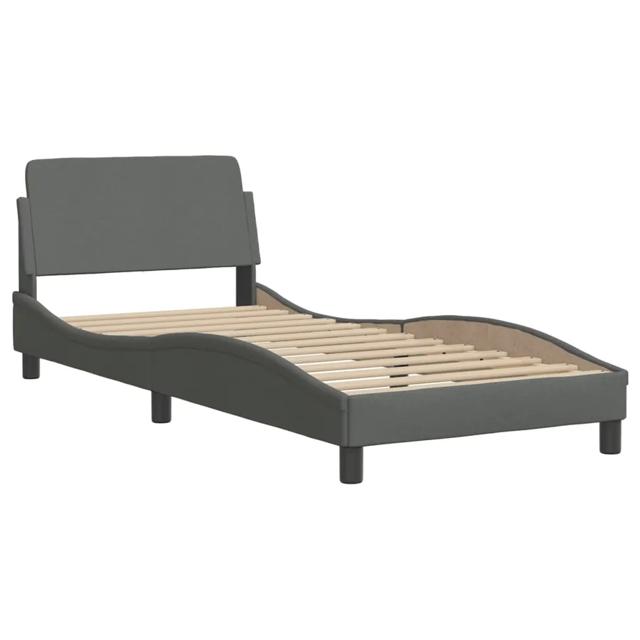 Lit avec matelas Hvar gris foncé 80x200 cm tissu - 4