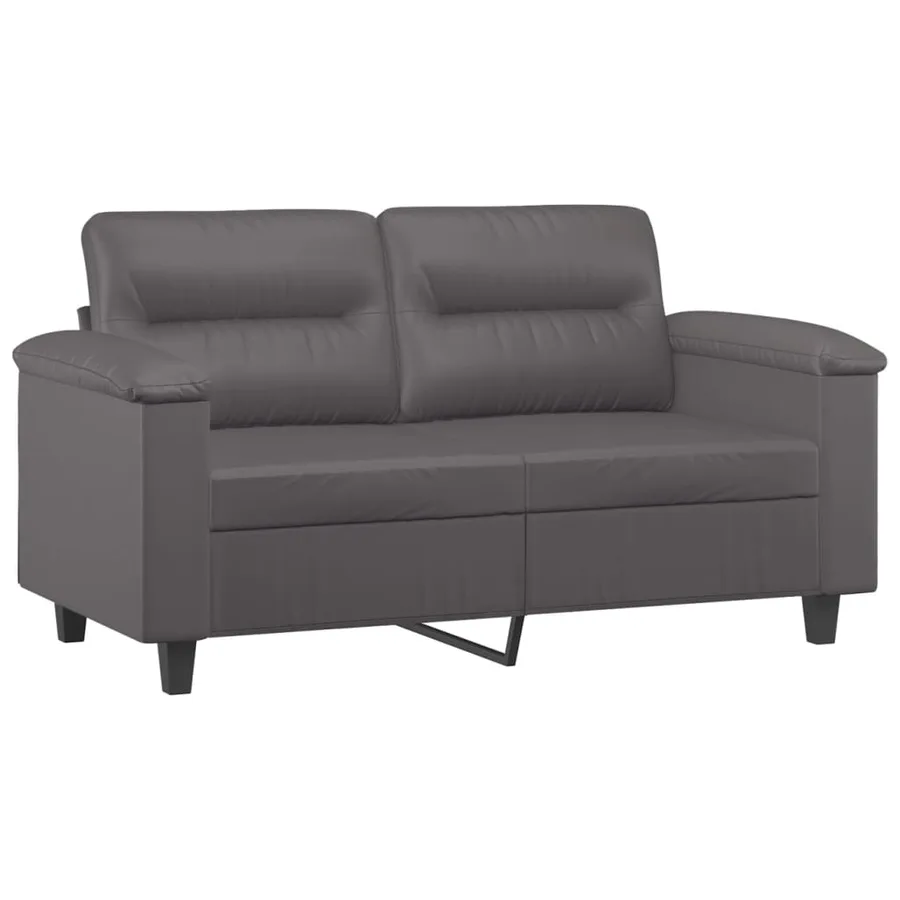 Ensemble de canapés 2 pcs avec coussins gris similicuir - 3