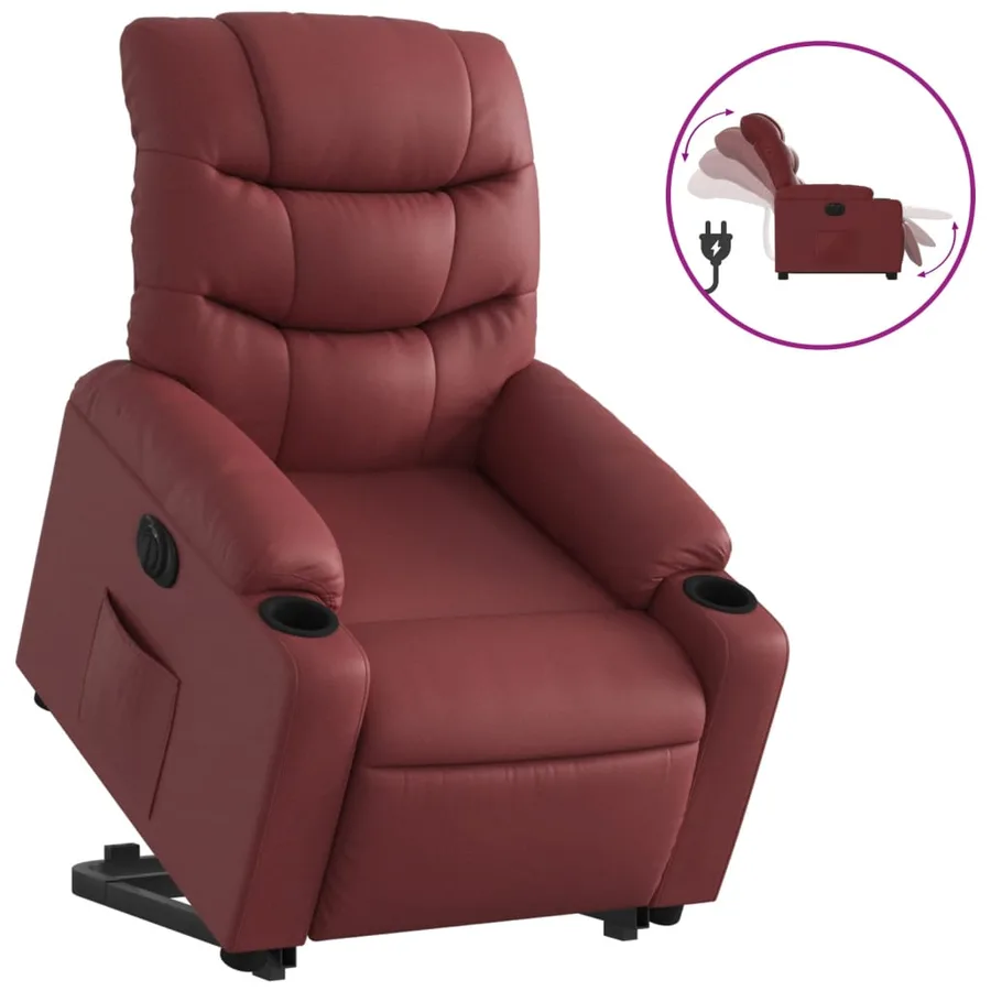 Fauteuil inclinable électrique rouge bordeaux similicuir - 2