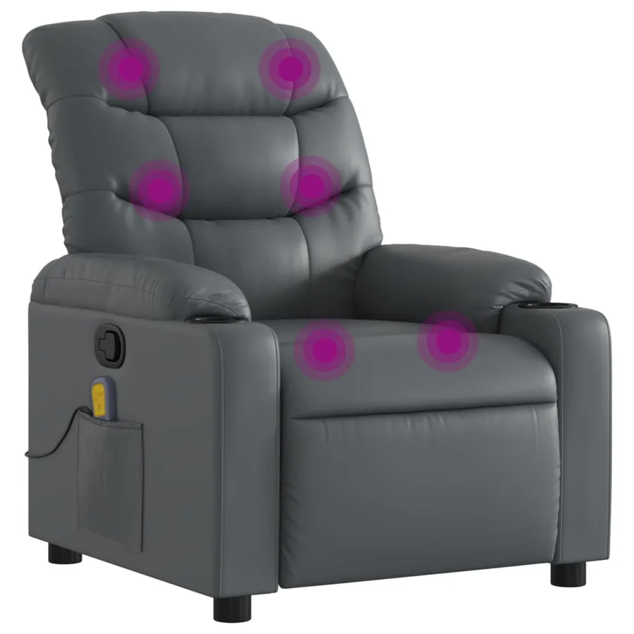 Fauteuil de massage inclinable gris similicuir - 2