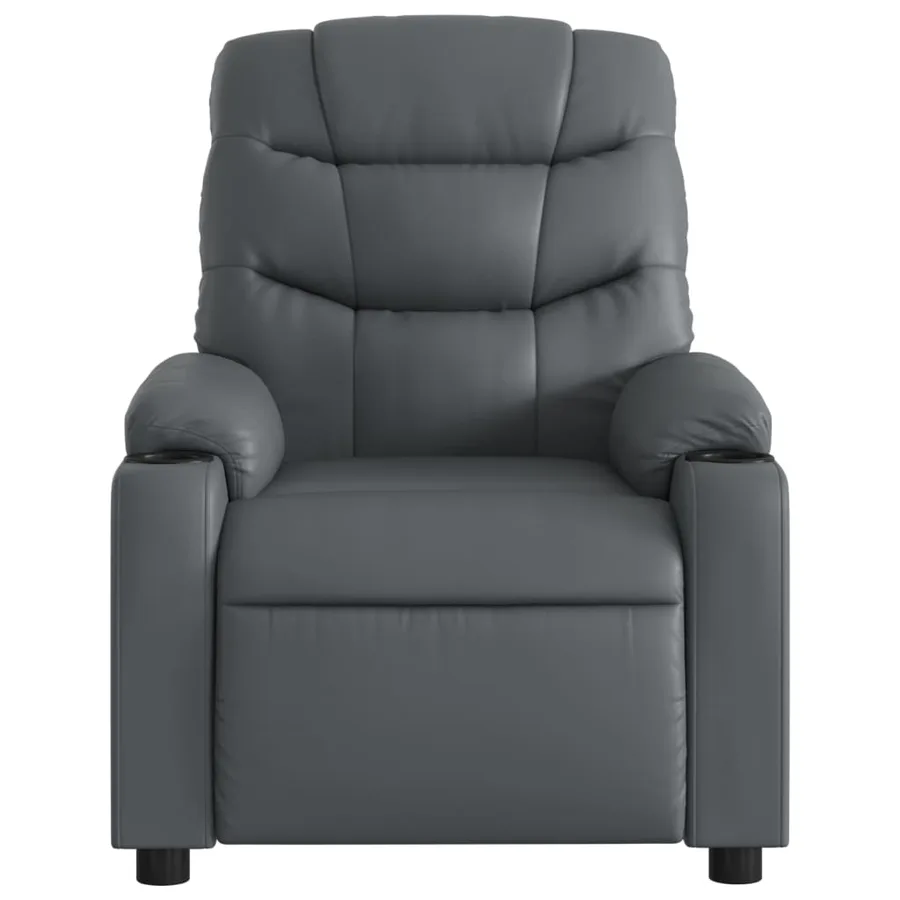 Fauteuil de massage inclinable gris similicuir - 7