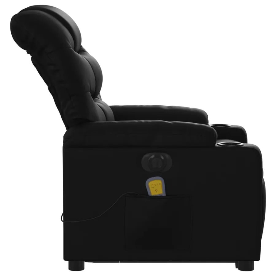 Fauteuil inclinable de massage électrique noir similicuir - 10