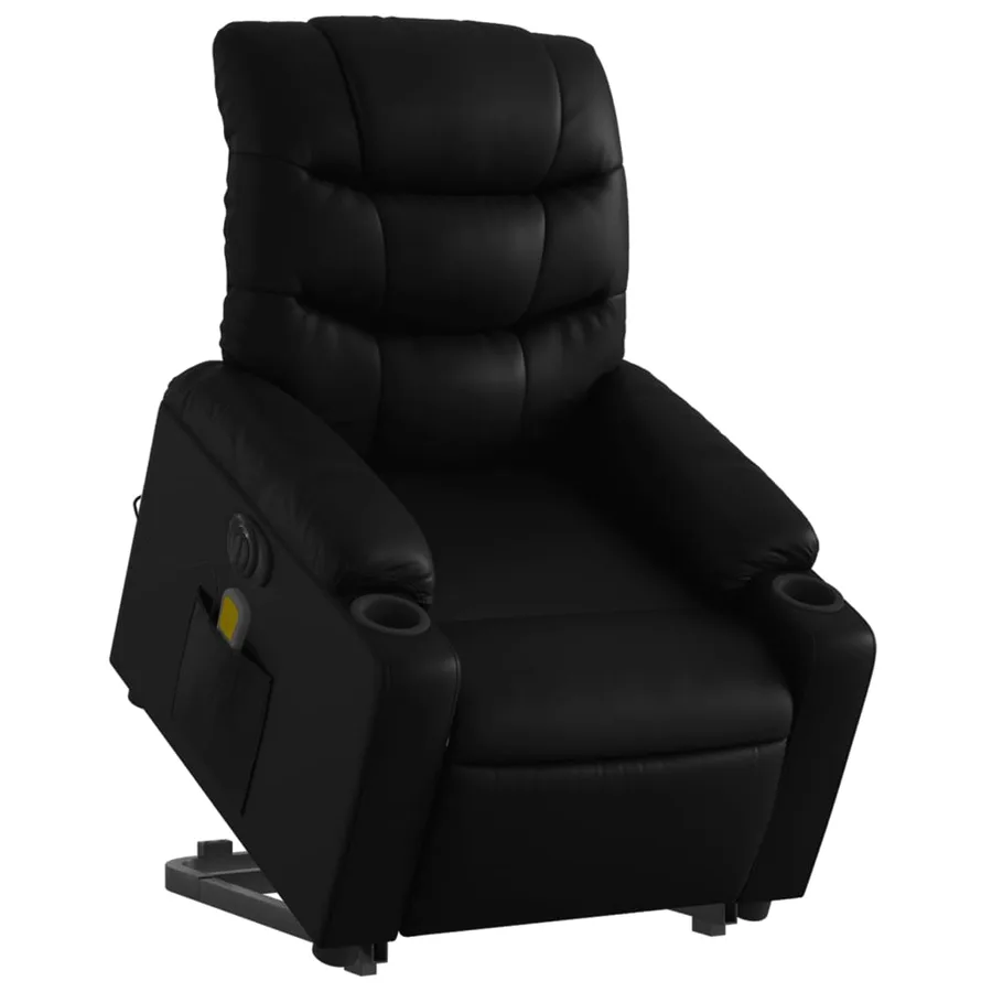 Fauteuil inclinable de massage électrique noir similicuir - 3