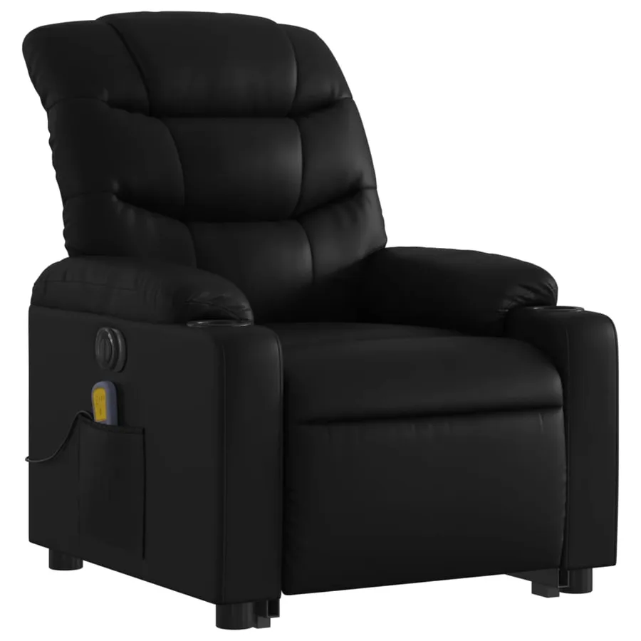 Fauteuil inclinable de massage électrique noir similicuir - 4